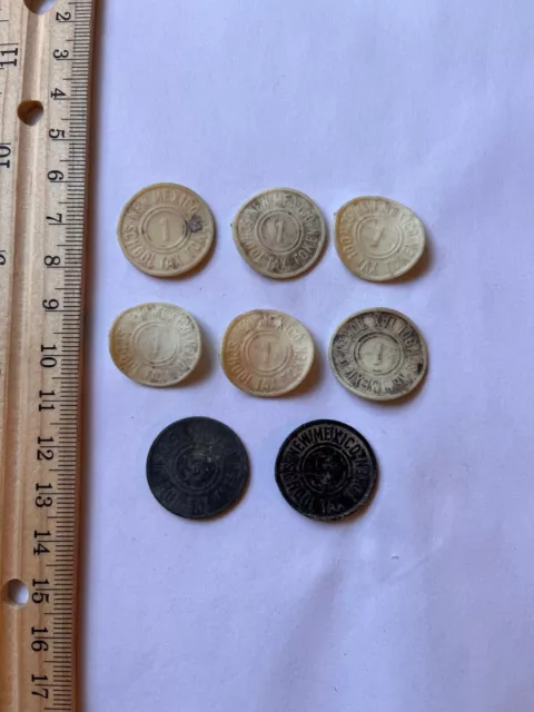 8 Rare White & Black Fiber School Tax Tokens from New Mexico 1930s era