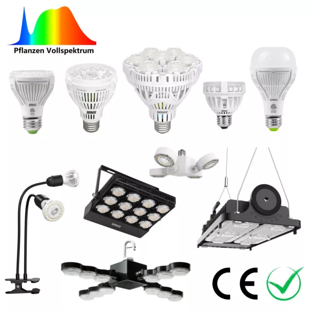 SANSI Grow LED Pflanzenlampe 10W/15W/36W/45W/60W/70W/100W Vollspektrum E27 IP65