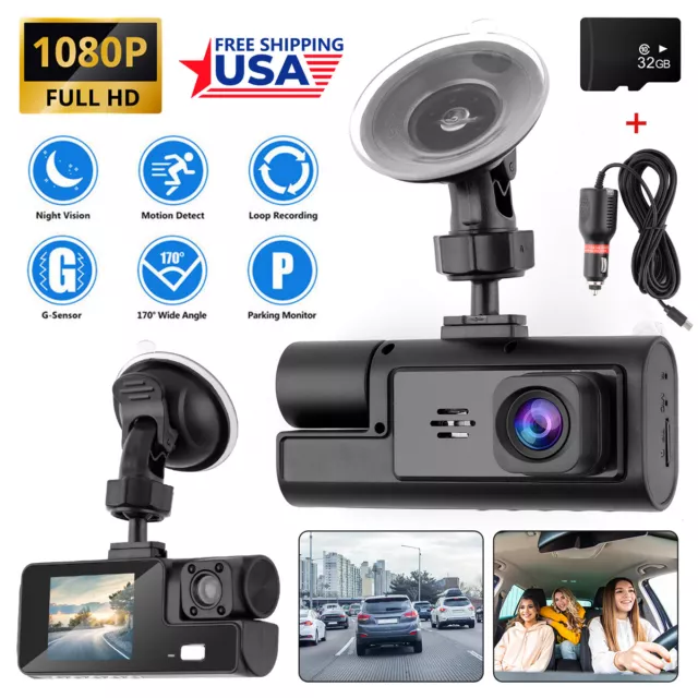 1080P HD Front And Rear Camera Dash Cam Dual Lens Car DVR Video Driving Recorder