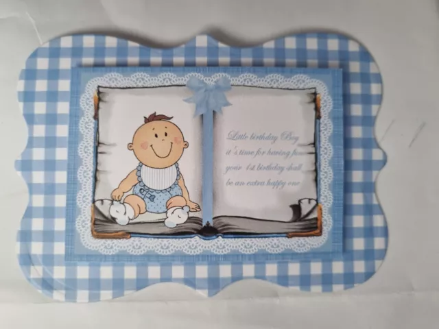 PK 3 BABY BOYS 1ST BIRTHDAY EMBELLISHMENT TOPPERS FOR CARDS 10CM x 7CM