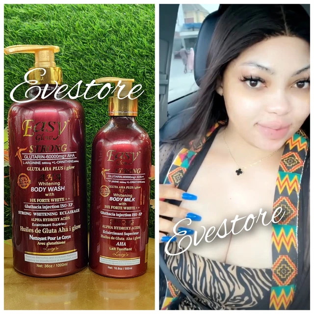high glutathione foods EASY GLOW strong Gluta Aha whitening Extra strength body wash 1000ml &  Lotio💯 $89.99