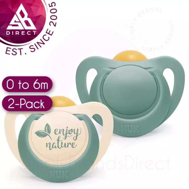 NUK Nature Tétine Bébé │ Caoutchouc Tétine, BINKY │ 0-6 Mois │ Aqua │ 2pk │ Exu