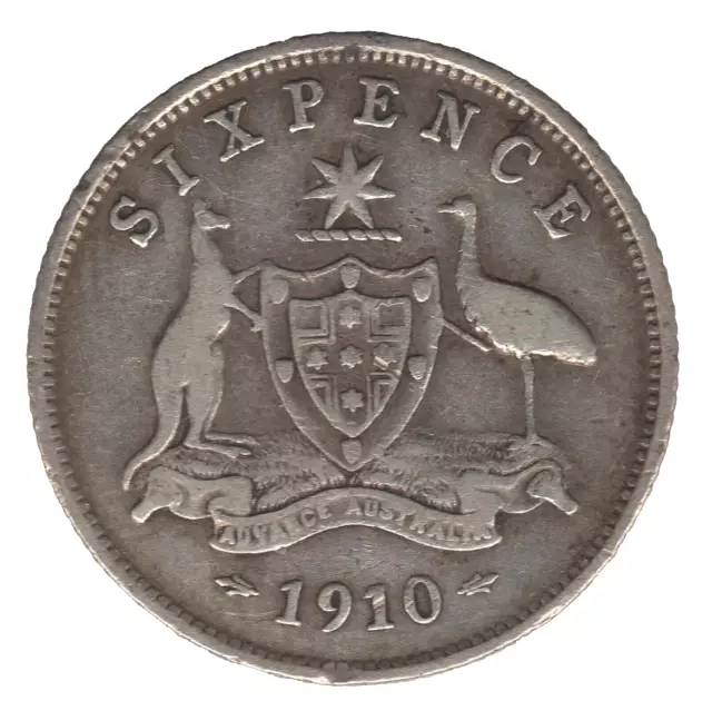 1910 Australia Silver Sixpence Coin Edward VII