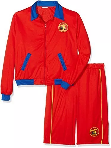 `Baywatch Beach Men`s Lifeguard Costume, Red, with Jacket &  Men's Costumes NEUF