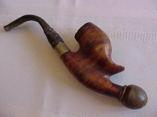 Vintage Estate WEIRD Carved Bowl Tobacco Smoking Pipe Interesting Features