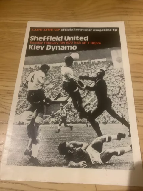 Sheff Utd V Kiev Dynamo. 1972. Good Condition