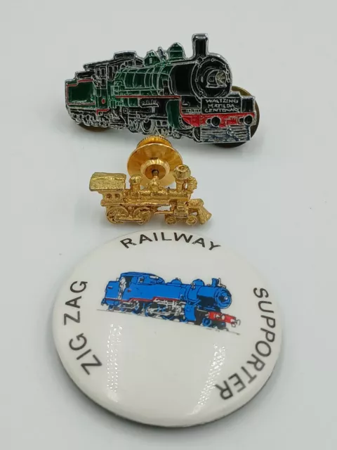 Vintage Train Collectors Pins X 3