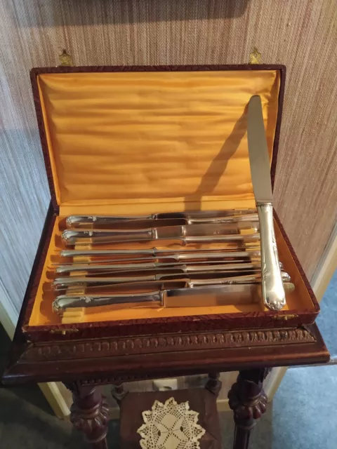 12 Louis XV Silver Metal Style Table Knives