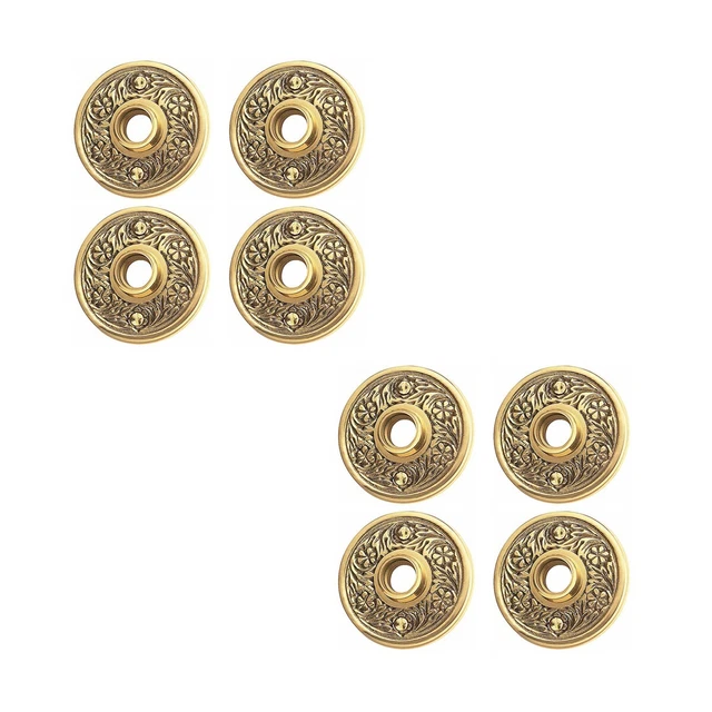Victorian Rosette Antique Brass Cabinet Door Knob 2.5" Dia. Back Plate Pack of 4