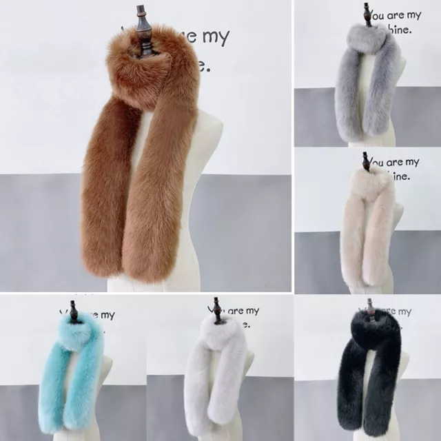 Lady Women Faux Fur Collar Scarf Shawl Wrap Furry Fluffy Winter Neck Warmer Acc