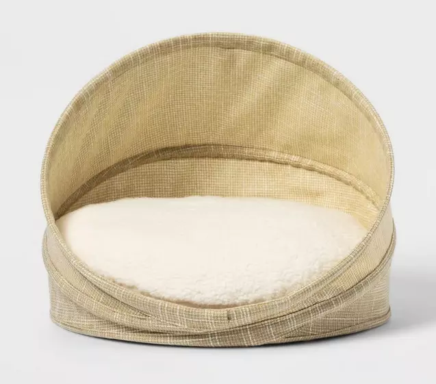 NEW Collapsible PET CAVE Covered Dog / Cat Pet Bed Small Gold by Boots & Barkley