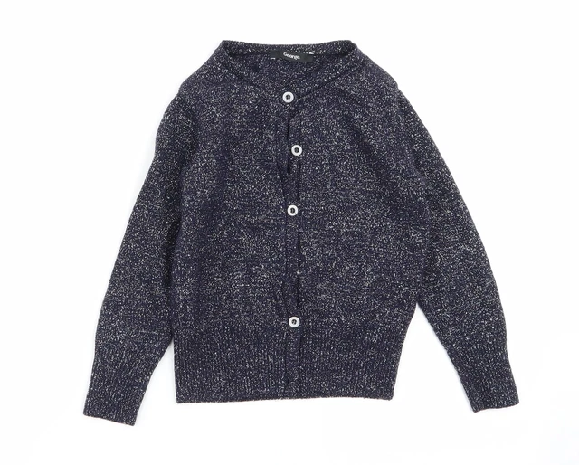 ASDA GEORGE GIRLS Purple V Neck Cotton Cardigan Jumper Size 10 11