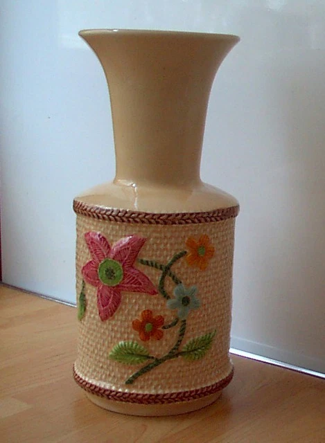 SYLVAC 'BASKETWEAVE' VASE (5592), retro, vintage, shabby chic, rare