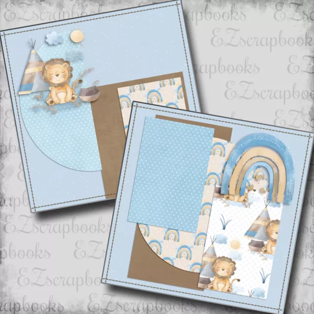 Baby Boy Lion NPM - 2 Premade Scrapbook Pages - EZ Layout 6061