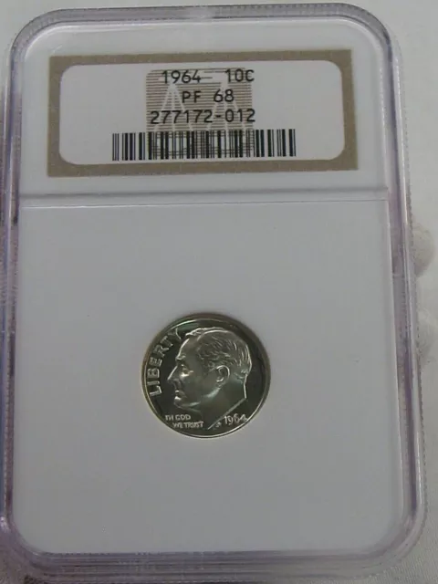 GEM PROOF 1964 Silver Roosevelt Dime NGC PF68. #32