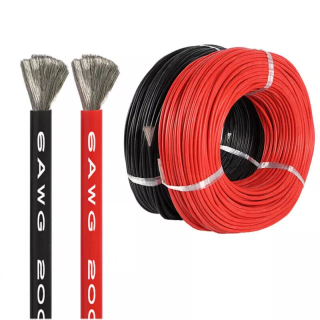 Flexible Silicone Wire Cable L 1/2/5/10M Gauge16/12/10/8/6AWG Super Soft Fast