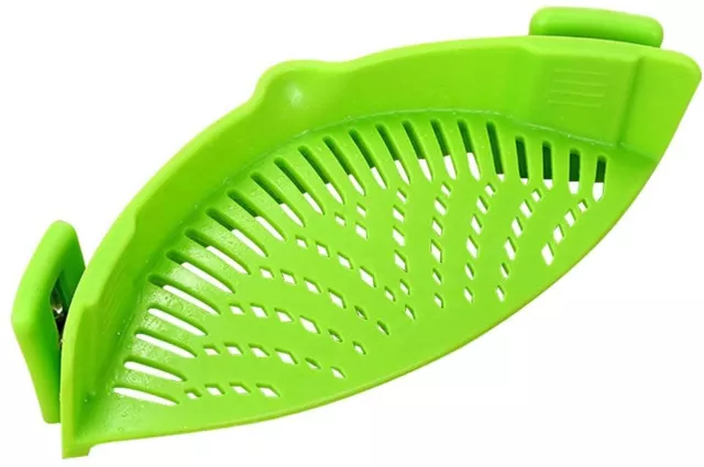 Silicone Clip On Strainer Snap Colander Spout Kitchen Gadget Tool Food Drainer