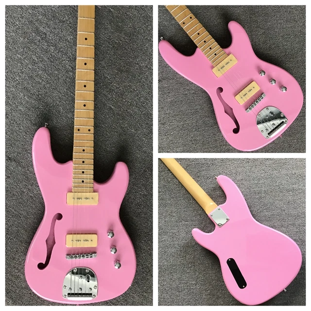 CUSTOM PINK JAGUAR Electric Guitars SemiHollow Body Maple Fretboard
