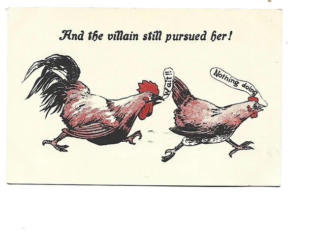 ILLUSTRATION NON SIGNEE Coq Poursuivant Une Poule EUR 3,00