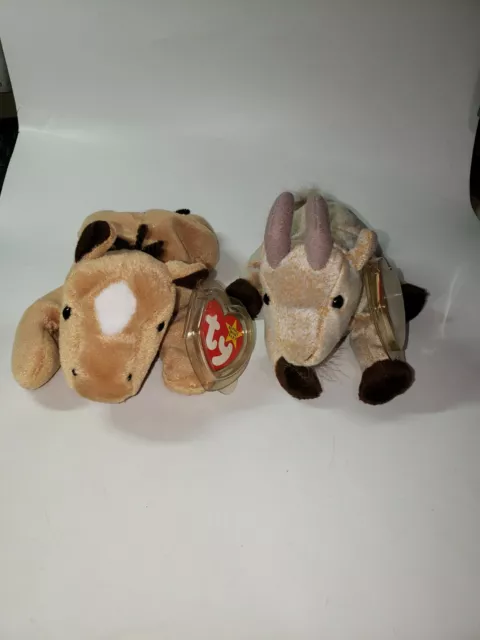 Ty Beanie Babies Lot of 2 Derby and Goatee Horse Goat