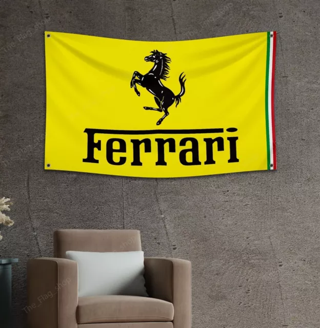 Drapeau Ferrari 3x5 pieds Racing Italie Man Cave Jaune Fabricant Bannière... 3