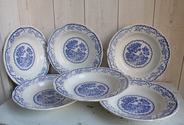 Lot 6 Assiettes Creuses Anciennes Au Coq – Faïence, Vintage, Déco