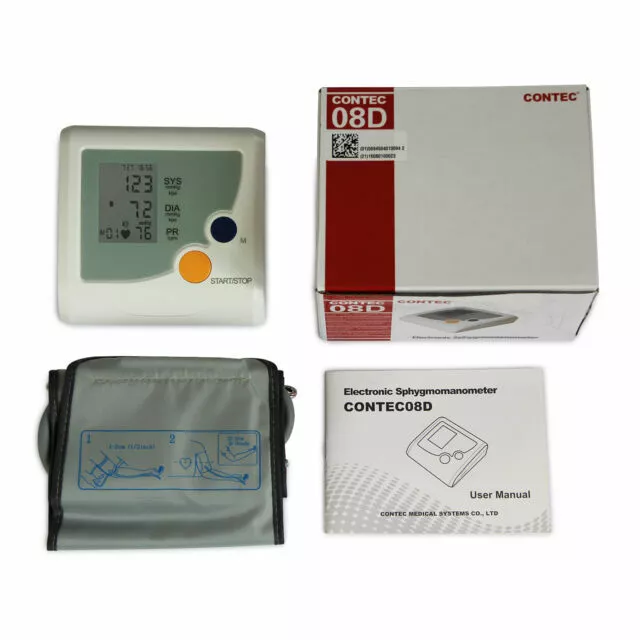 CONTEC08D NIBP Machine Digital LCD Blood Pressure Monitor Upper Arm + Adult Cuff 2