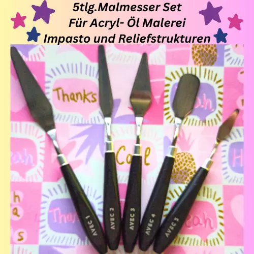 5 Malmesser Set, Künstler Malspachtel Set, Acryl-Ölmalerei, Spachtelset Zeichnen