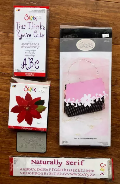 Sala de artesanía despejar 4 troqueles Sizzix + 9 troqueles juego de alfabeto para hacer tarjetas