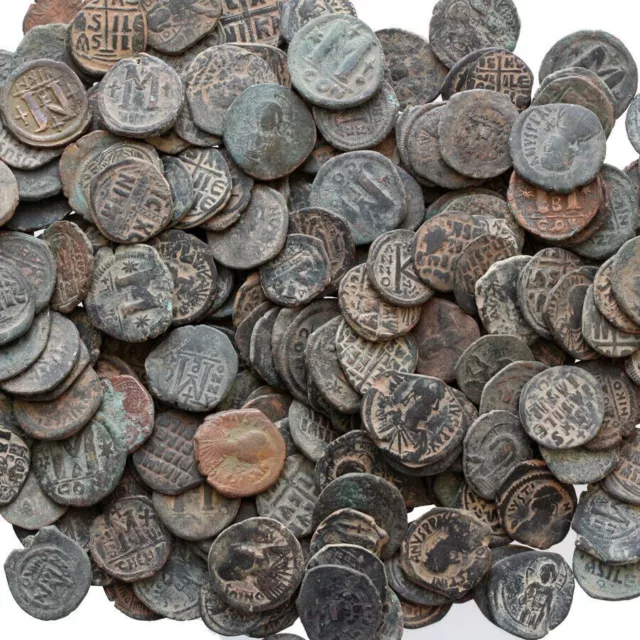 Byzantine Coin-Top Quality Of Big Bronze Follis Or Half Follis Byzantine Coins ,