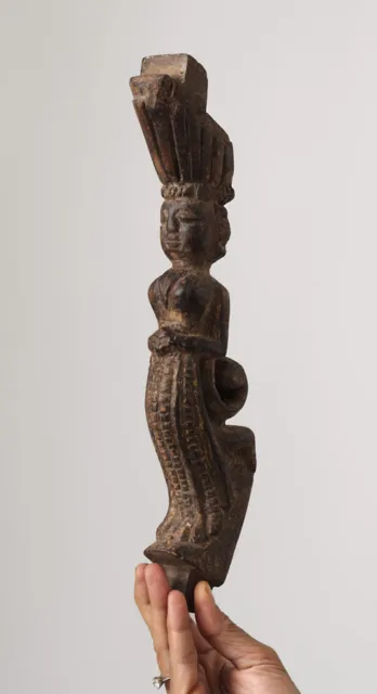 19th century INDIA wooden architectural element, carved figure