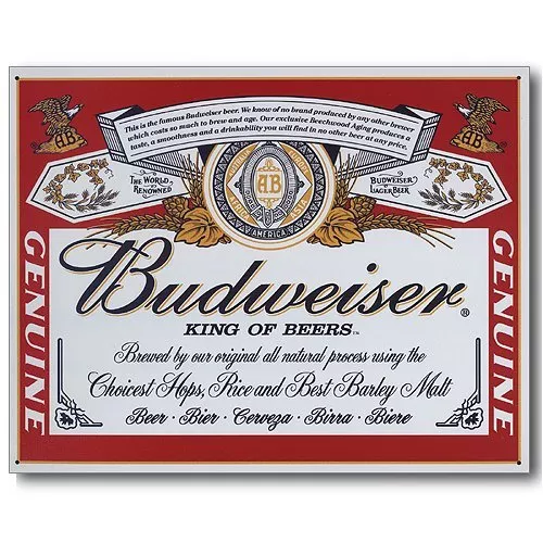 Budweiser Bud Beer Label Vintage Retro Can Advertising Anheuser Metal Tin Sign