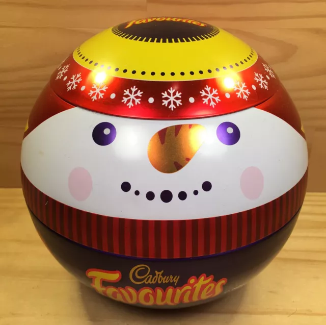 Cadbury SNOWMAN BALL “Purple” Christmas Chocolate Tin Festive Canister Metal Box