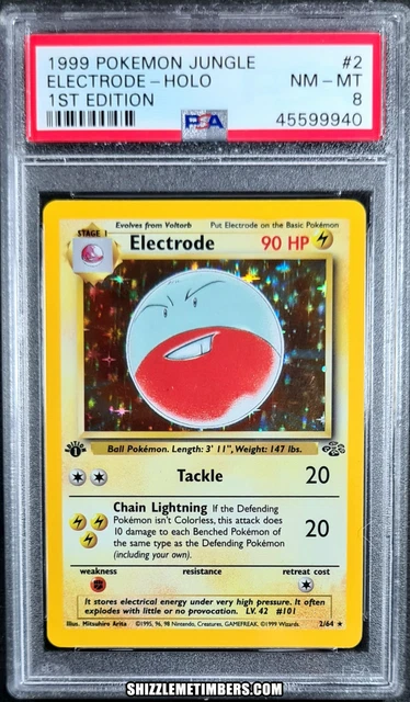 Electrode 2/64 Holo Pokemon Jungle 1st Edition - PSA 8