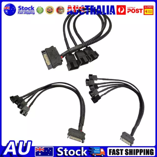 AU SATA 1 to 3 4 5 4-Pin Power Cable PC Computer Cooling Fan Splitter Hub Conver