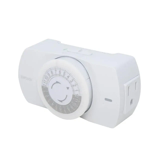24 Hour Heavy Duty Indoor Plug-In Grounded Outlet Mechanical Timer with Nightlig