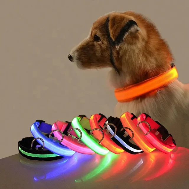Nylon LED Pet Dog Collar,Night Safety Flashing Glow In The Dark Dog Leash,Dog...