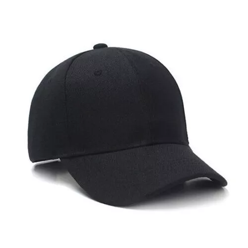 Gorra de beisbol lisa para Hombres Sombrero color sólido Negro Gorras ajustable