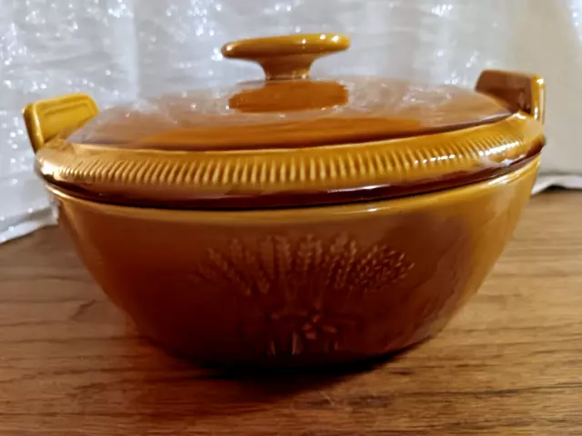 Franciscan Wheat Harvest Golden Brown Casserole Dish With Lid