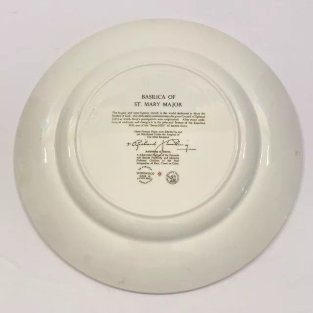 Basilica Of St Mary Major Collector Plate Wedgwood 3