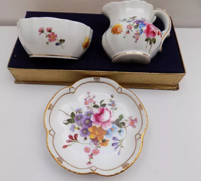 Royal Crown Derby Posies 1950Er Krug & Zuckerschale In Box + Späteres Pin-Tablett