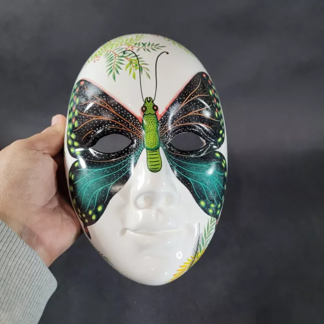 Vintage Ceramic Butterfly Face Mask 1980s Wall Hanging Masquerade