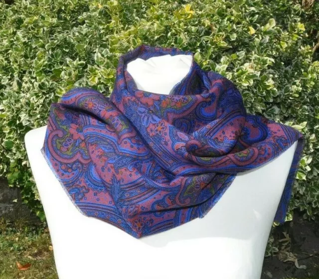 New scarf in Liberty Varuna Wool paisley style blue rust green black