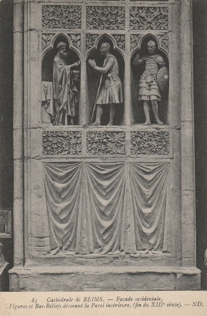 CPA 51 REIMS Cathedral Western Facade Figures and Bas-Relief Decorating the