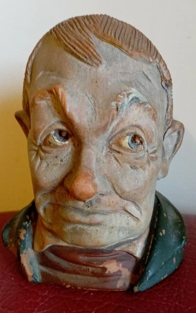 Ancien Pot à Tabac Berck Plage – Terre Cuite Polychrome Tête De Marin – Bon état