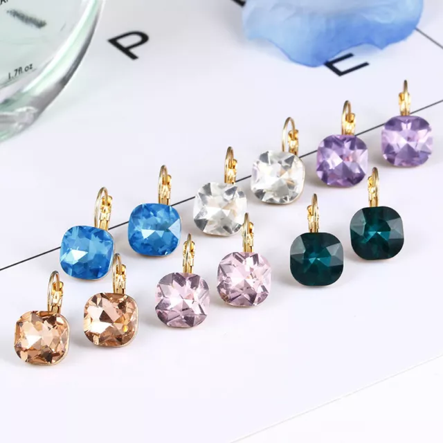 1PCS Cristal Boucles D'Oreilles Strass Cristal Autrichien Pendantes Bijo *