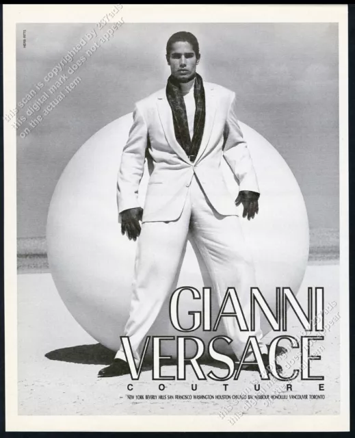 1990 VERSACE MEN'S white suit giant ball Herb Ritts photo vintage print ...