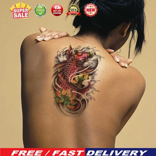 2 pegatinas de arte corporal con patrones temporales de peces con tatuajes falsos para la mano del pie