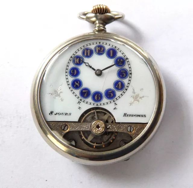 1900 Metal Cased 8 Day Swiss Lever Hebdomas Pocket Watch Working