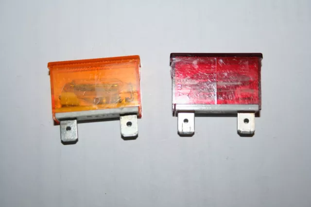 zwei Rafi Signallampen Einbaumaß 30x10mm 220V gelb und rot